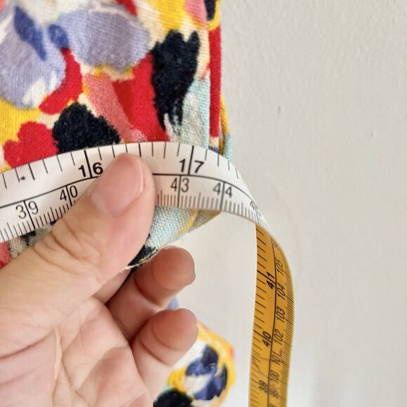 BCBG Generation Multicolor Foral Sleeveless Romper Button Up Belted Sz 4 Linen - Picture 11 of 12